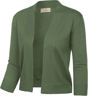 GRACE KARIN Women Cardigan Sweaters Lightweight Knit Cropped Cardigans Trendy 3/4 Sleeve Shrug Bolero S-3XL