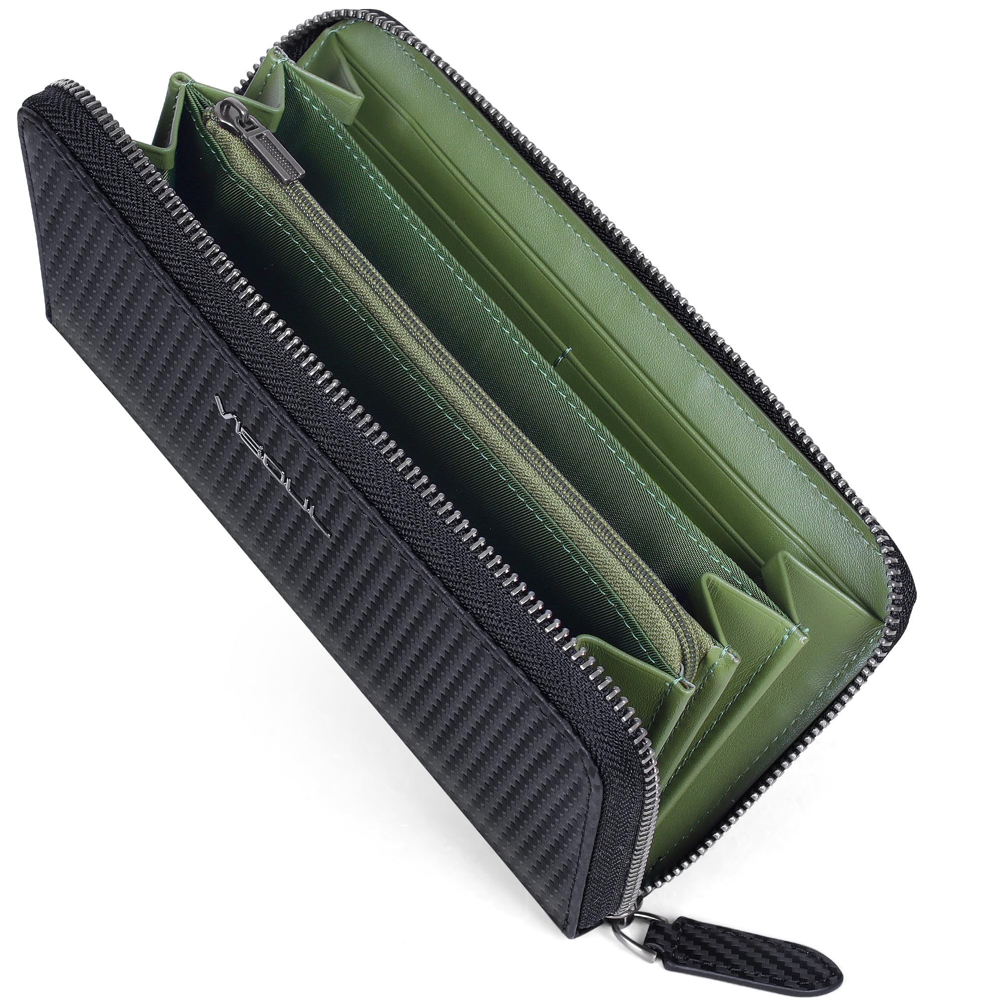 VISOUL Leather Long Zipper Pouch Wallet for Men and Women with RFID Blocking, La