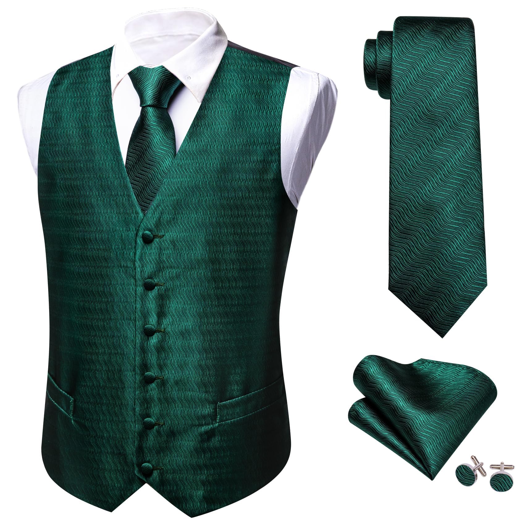 Conjunto de chaleco y corbata para hombre, cuello en V, formal, de cachemira, pa