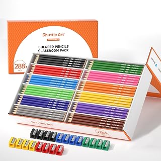 Shuttle Art 288 PCS Colored Pencils Bulk, 12 Assorted Colors, Pre-sharpened Colored Pencils for Kids with Sharpeners, Bulk Pack School Supplies for Teachers & Students