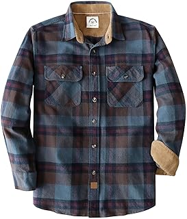 Dubinik® 6 oz Flannel Shirt for Men Plaid Cotton Brushed Utilit Casual