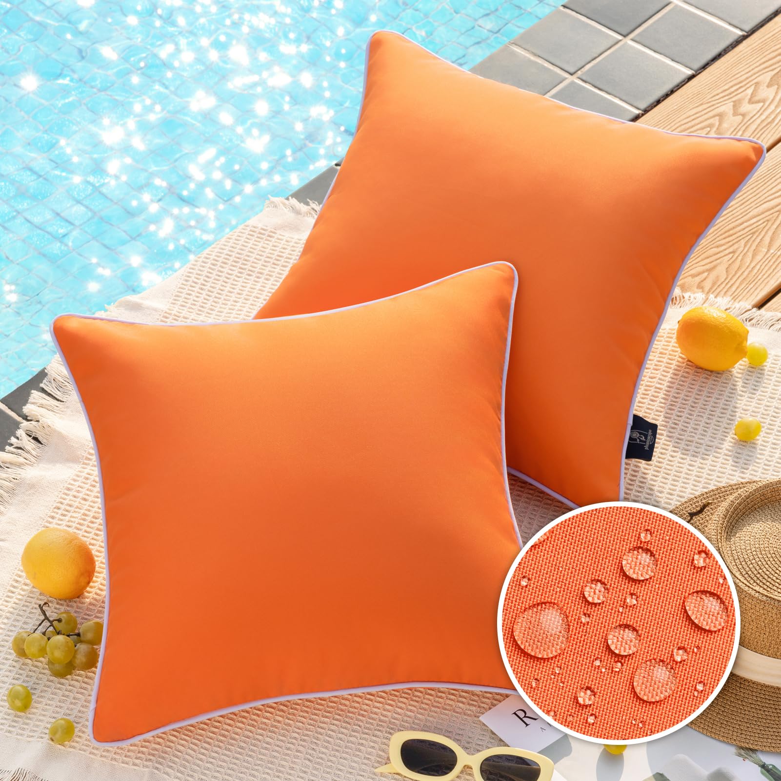 Phantoscope Pack of 2 Outdoor Waterproof Solid Throw Decorative Pillow Cover Dec