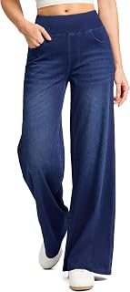 Rammus Wide Leg Jeans Woman High Waisted Pull On Stretchy Denim Pants