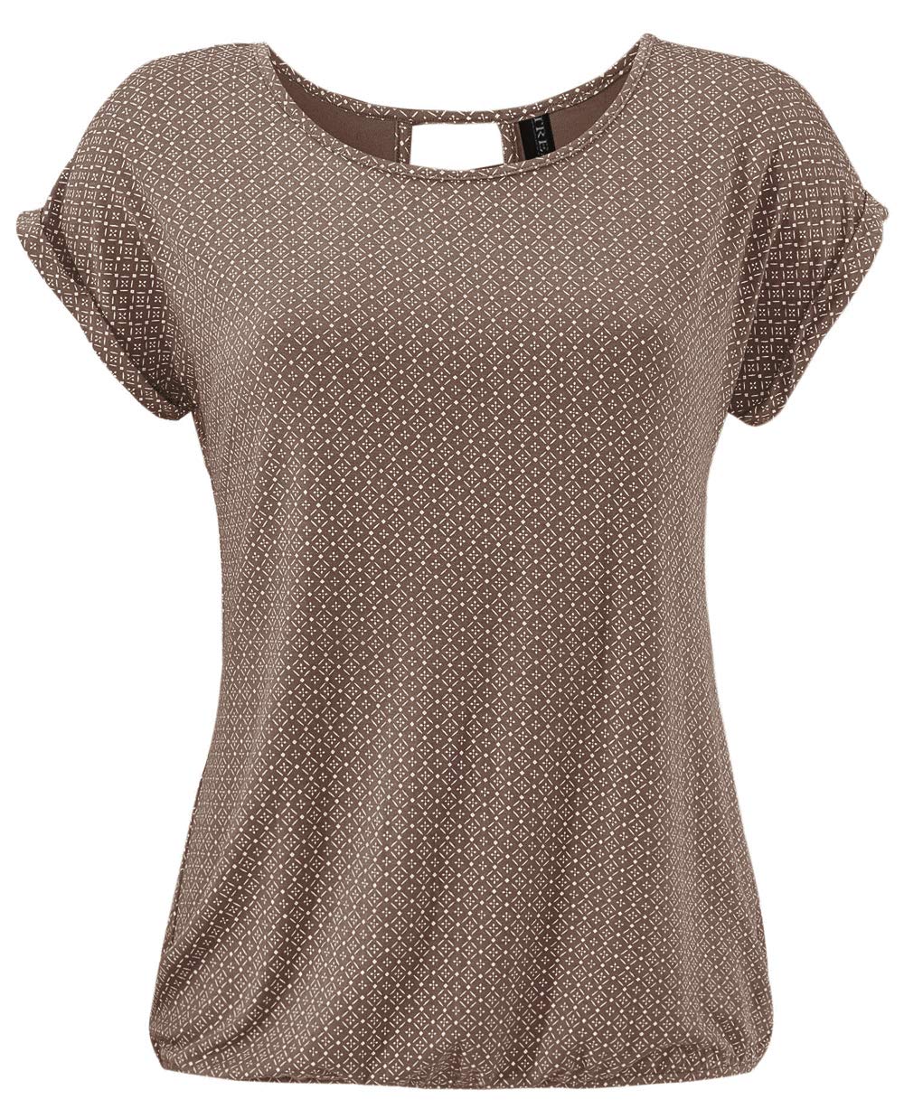 TrendiMax Women's T-Shirt, Short Sleeve Summer Shirt with All-Over Minimal Print