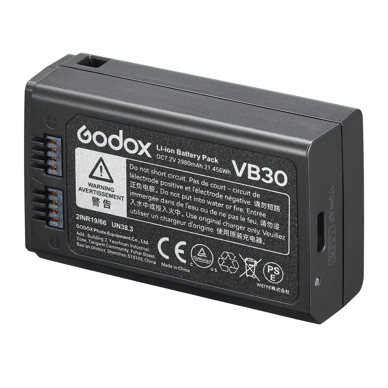 GODOX VB30 Battery for V100 V1Pro V1, Battery Replacement with USB C Port for V1