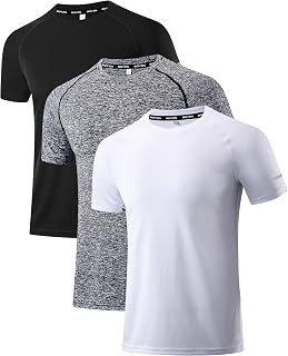 Holure Men's Sports T-Shirts, Breathable, Quick-Drying, Short-Sleeved, Functional, for Running, Summer Fitness, Training, Hiking, Working out, Bodybuilding, Pack of 3 or 5
