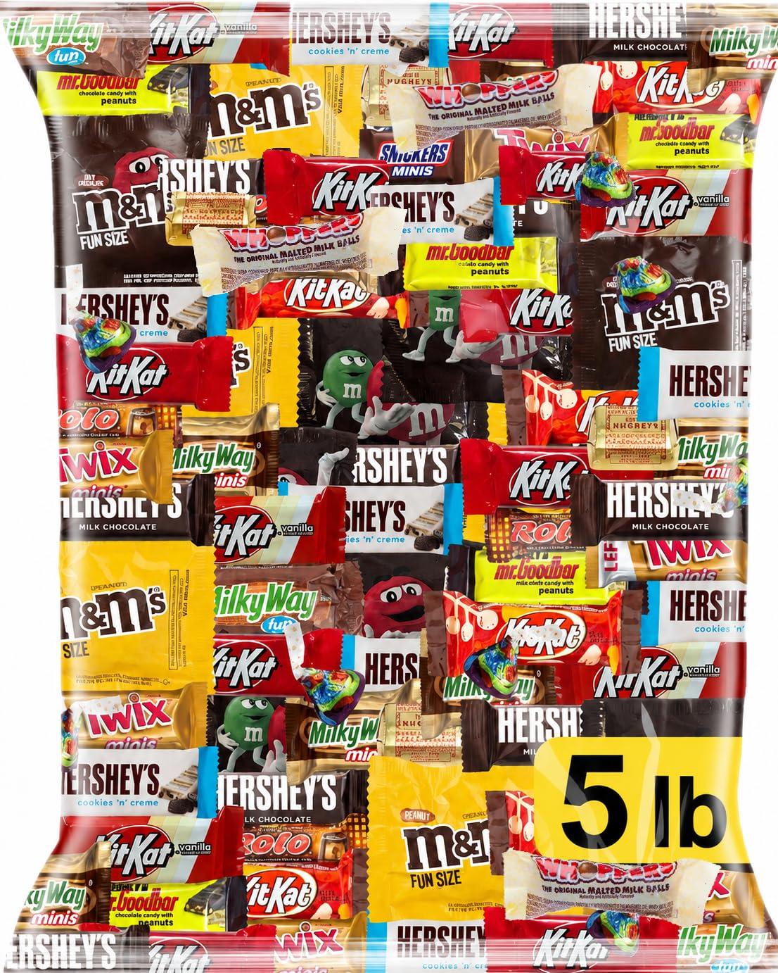 Chocolate Candy Variety Pack 5 lb - Individually Wrapped Fun Size Candy | Milk &
