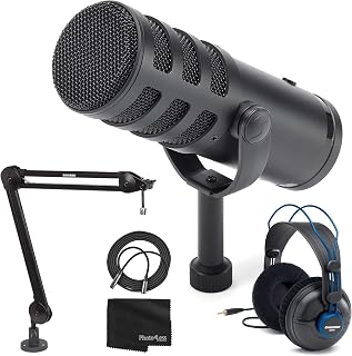 SAMSON Q9U XLR/USB Dynamic Broadcast Microphone + More