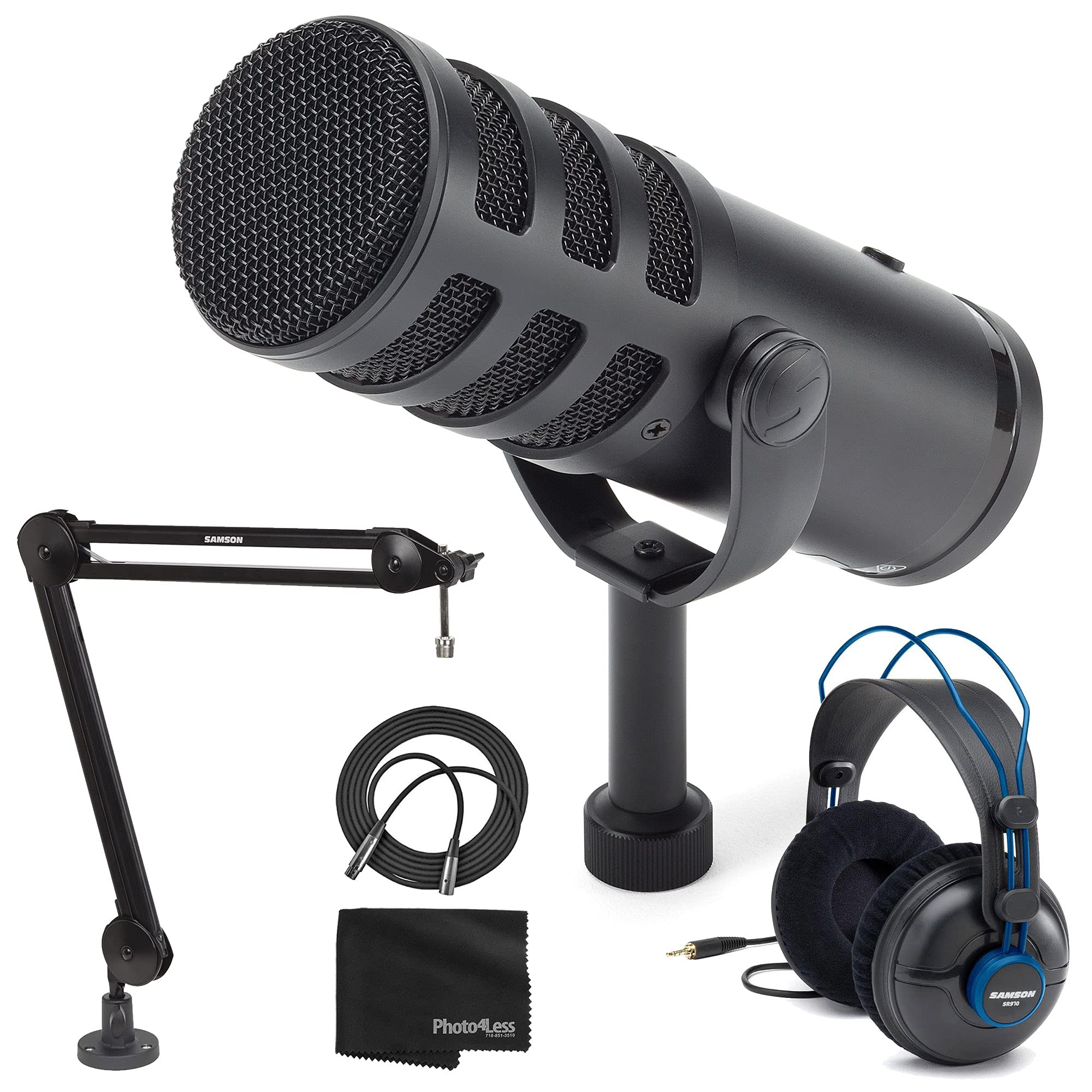 SAMSON Q9U XLR/USB Dynamic Broadcast Microphone + More