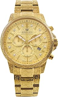 LOUIS XVI Palais Royale 2.0 1801 Men's Watch - Waterproof - Gold Plated - Gold Dial with Diamonds - Swiss Quartz Movement - Diameter 43mm