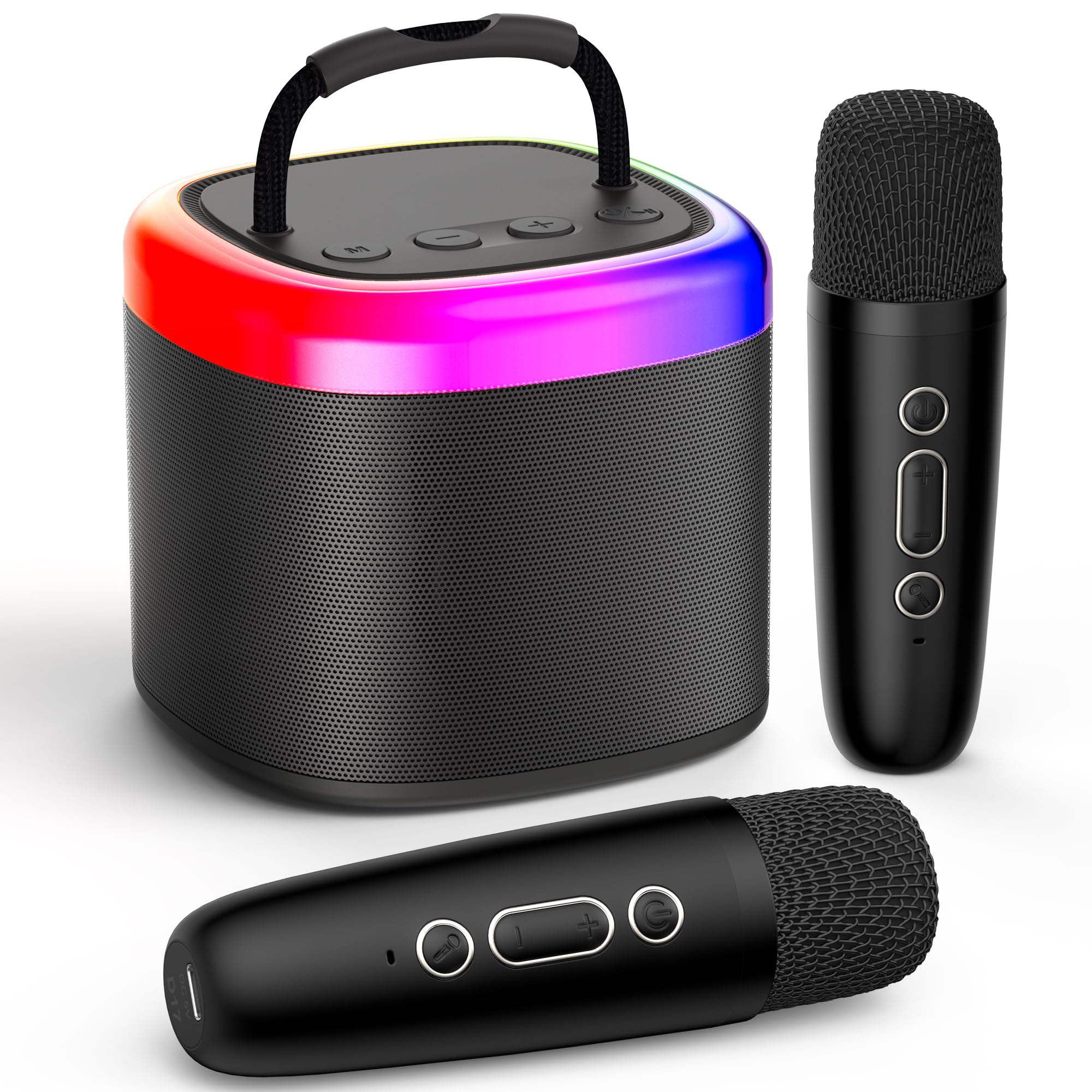 JYX Mini Karaoke Machine, Portable Bluetooth Karaoke Speaker with 2 Wireless Mic