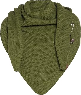 Knit Factory - Coco Knitted Shawl - Triangle Scarf - Women's Scarf - 190x85cm - Including decorative brooch