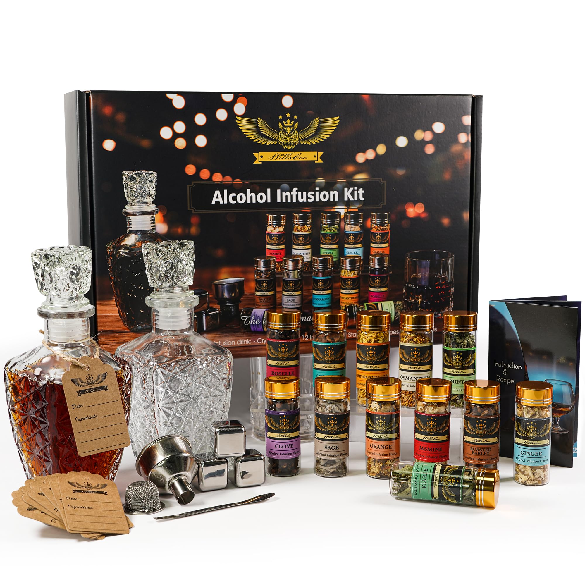Alcohol Infusion Kit for Infusing Whiskey, Gin, Vodka, Tequila, Rum - DIY Your O