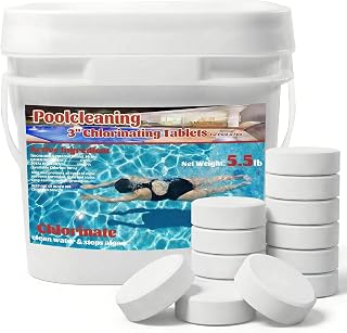 3" Stabilised Chlorine Tablets for Hot Tubs, Swimming Pool & Spa, Slow-Dissolving 4-in-1 (Sanitiser, Stabiliser, Algaecide & Clarifier) - Kill Bacteria & Prevent Algae, 90% Available Chlorine, 5.5 LB