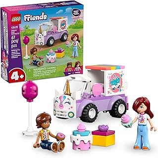 LEGO Friends Unicorn Cake Delivery Car 42675 | Building Toys for Girls & Boys, Ages 4+, Includes Paisley & Leo Minidolls, Fun Accessories, 67 Pieces, Gift for Kids