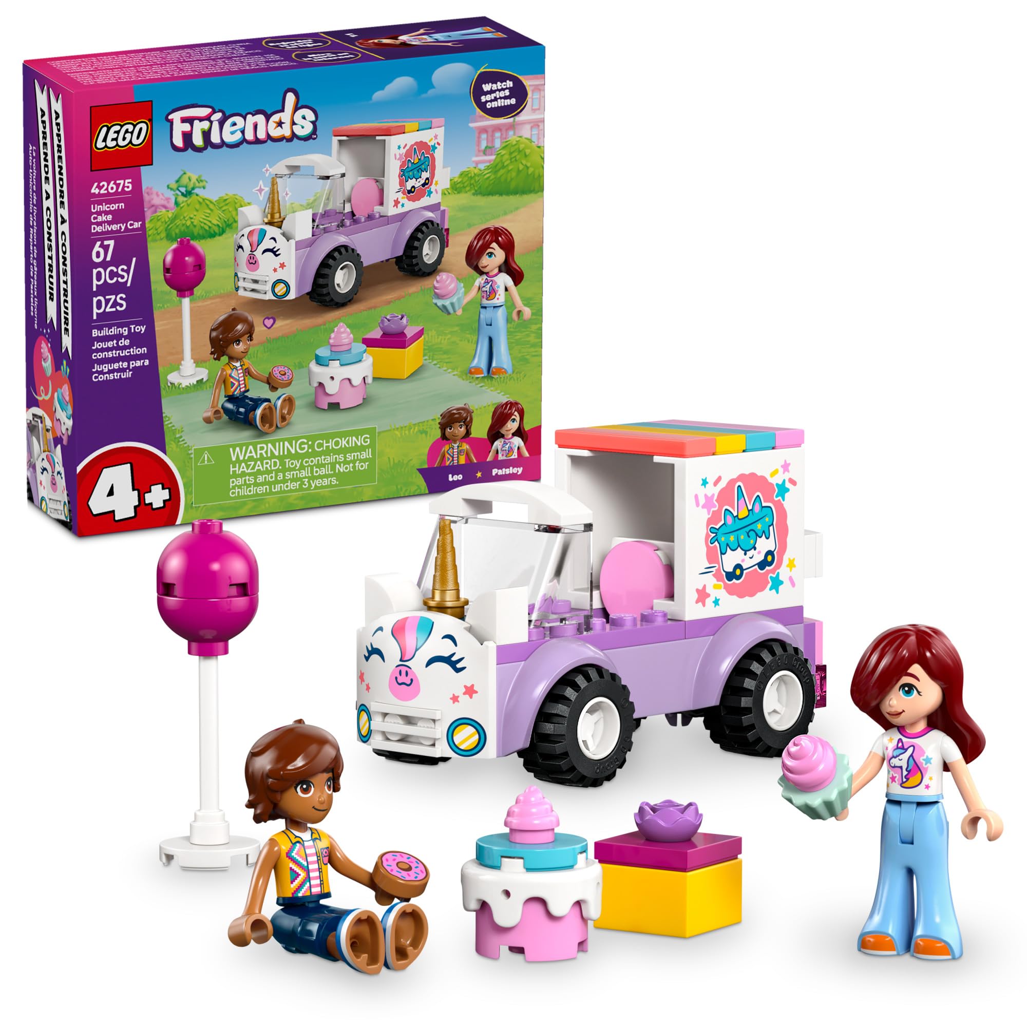 LEGO Friends Unicorn Cake Delivery Car 42675 | Building Toys for Girls & Boys, A