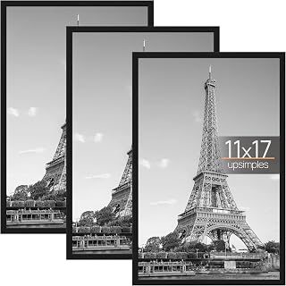upsimples 11x17 Picture Frame Black 3 Pack | Lightweight,Scratch-Proof,Ease of Use,Great for Gallery,Home, Office,School Exhibitions,Fit for Poster,Picture,Photo