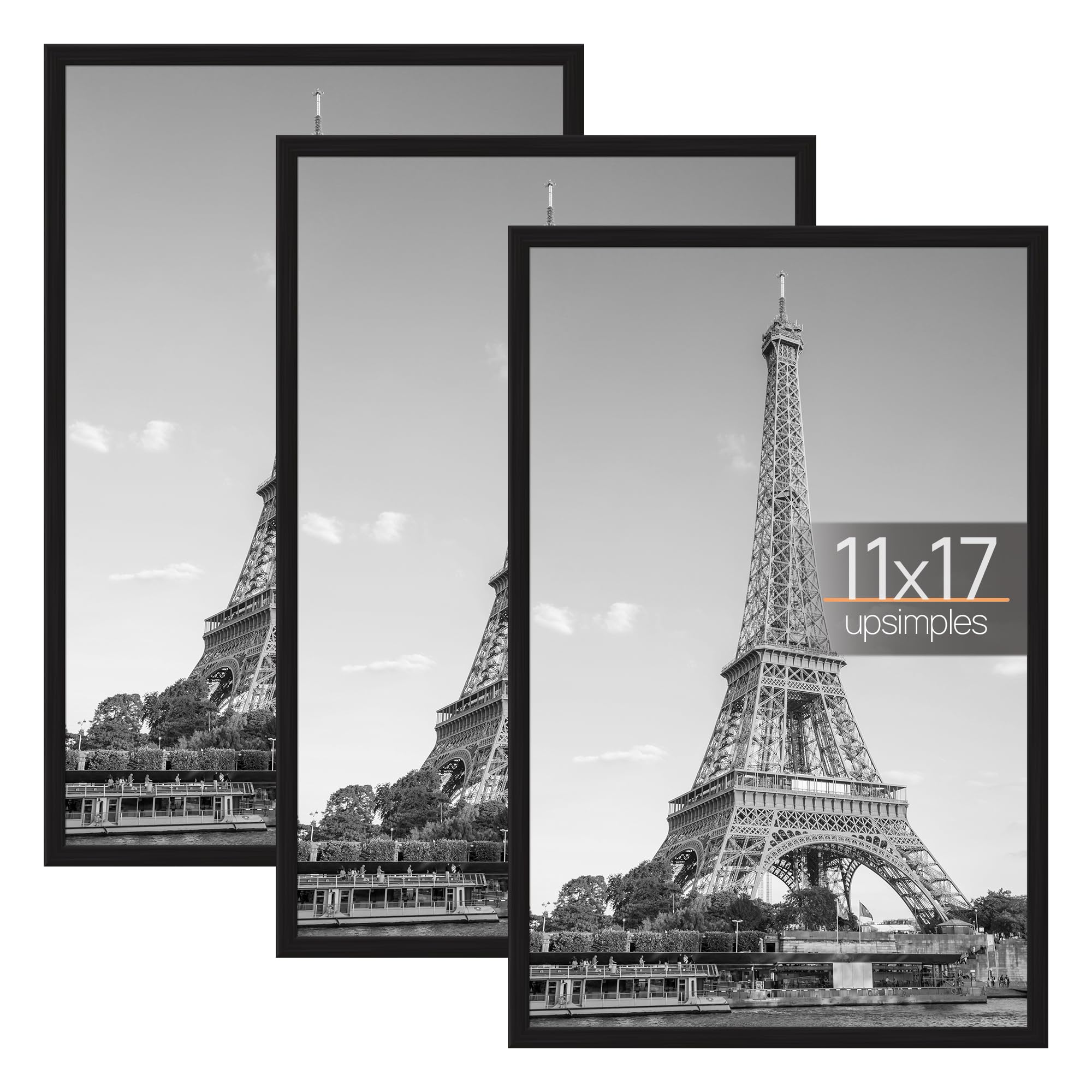 upsimples 11x17 Picture Frame Black 3 Pack | Lightweight,Scratch-Proof,Ease of U