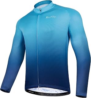 ROTTO Cycling Jersey Mens Bike Shirt Long Sleeve Gradient Color Series