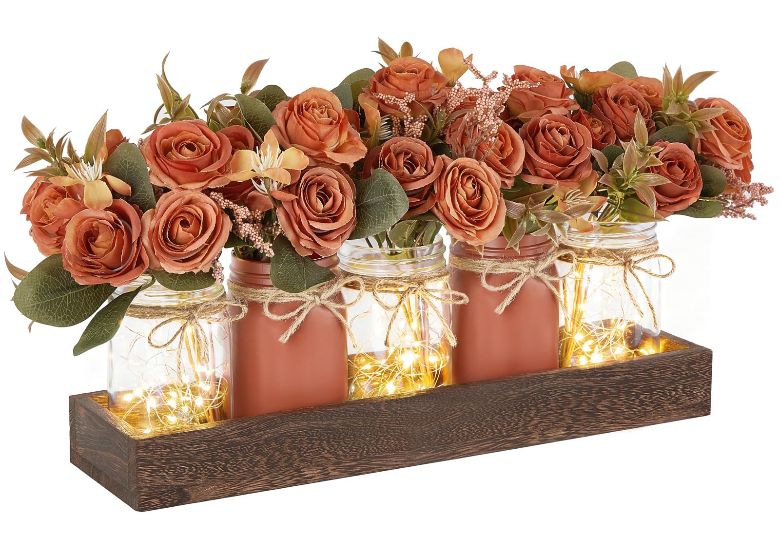 Mkono Fall Table Centerpieces for Dining Room Decor with Mason Jar Lights | Coff