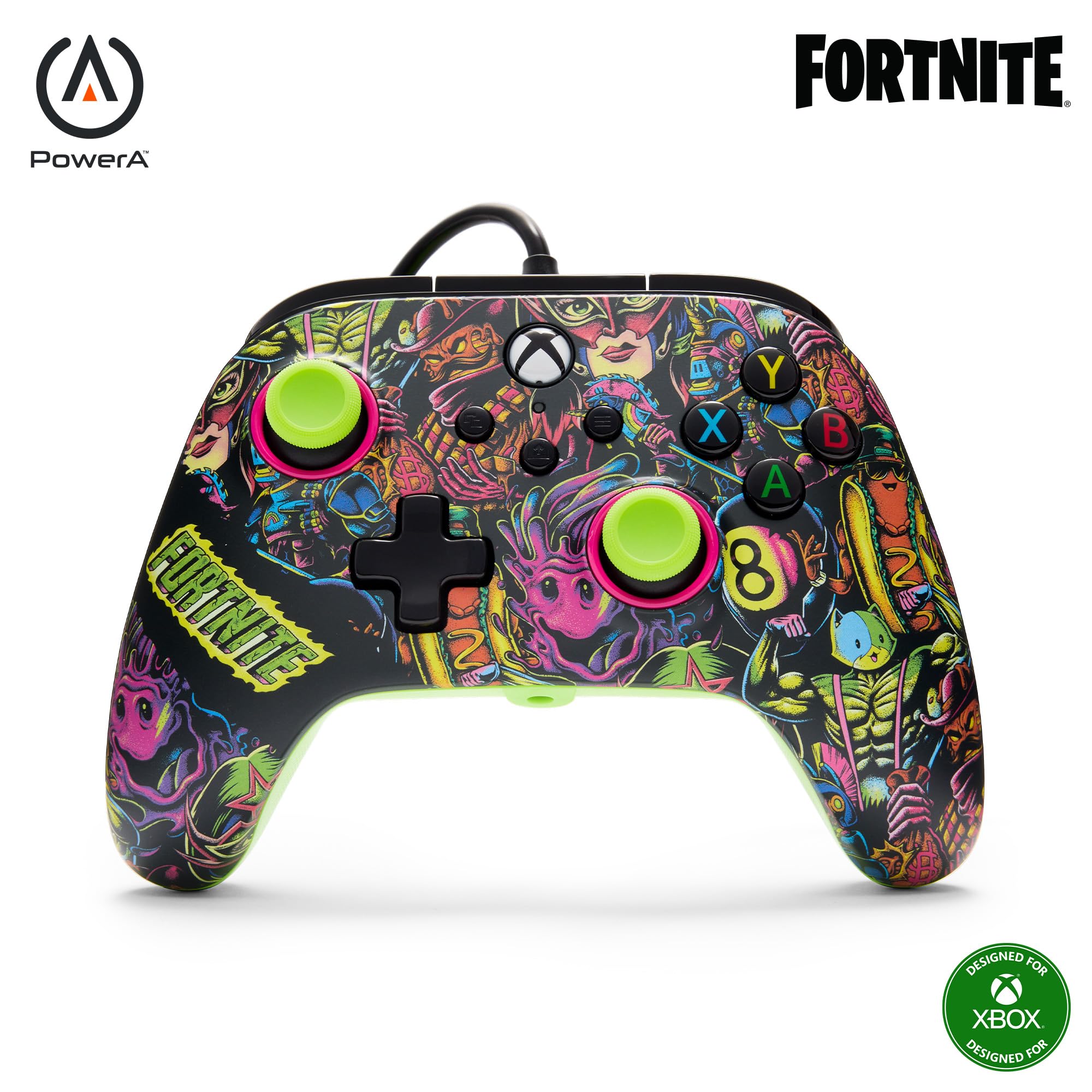 PowerA Advantage Wired Controller for Xbox Series X|S - Fortnite Glow, gamepad, 