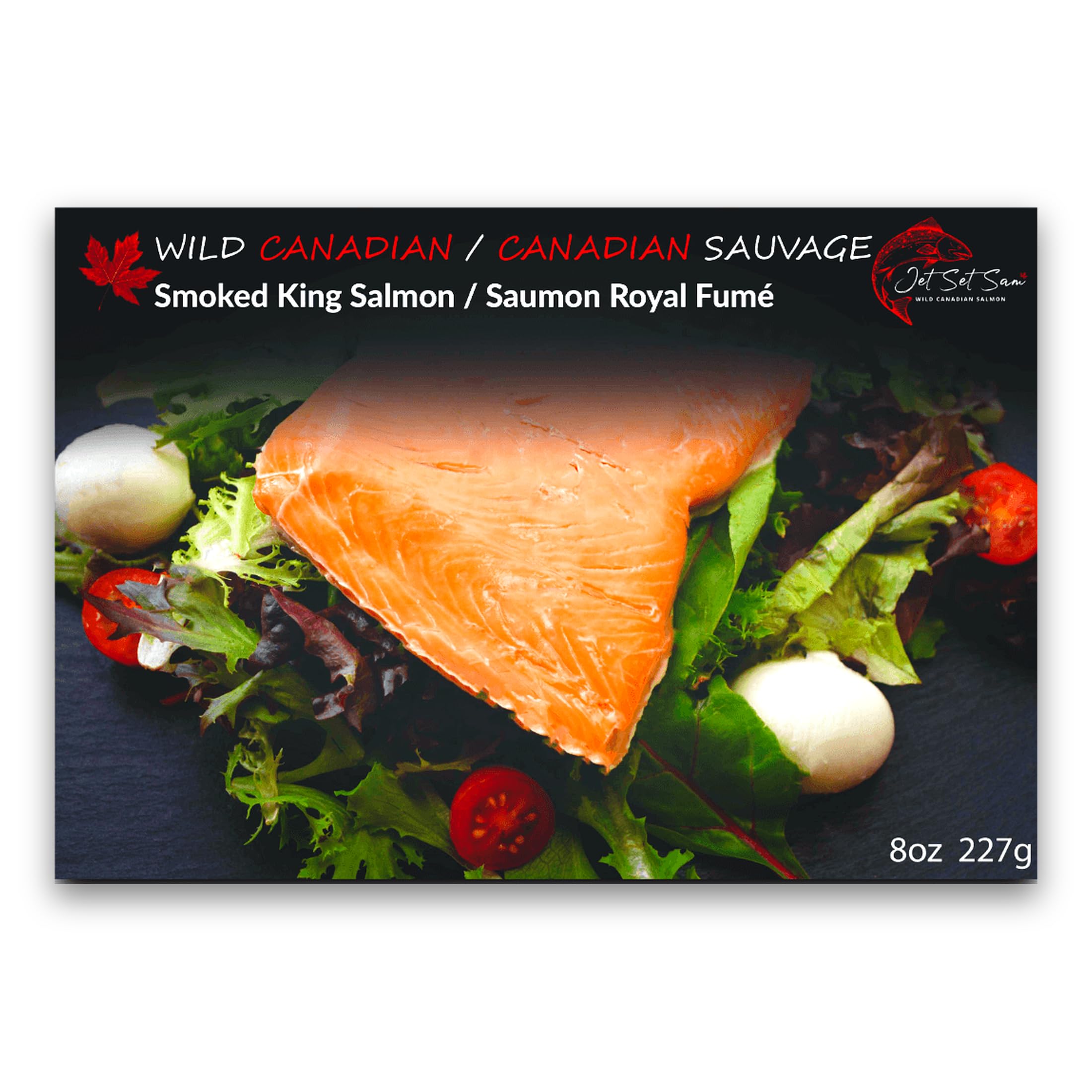 Jet Set Sam Wild Smoked Chinook King Salmon Filet Gift Read to Eat | Boneless, s