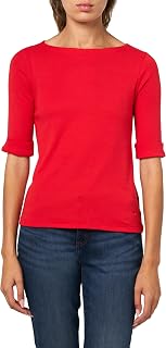 Gloria Vanderbilt Alanis Boat Neck Knit tee Shirt with Elbow Sleeves Standard Alanis - Knit Top with Boat Neck and Elbow Sleeves Standard Women, Cherry Fizz, XL