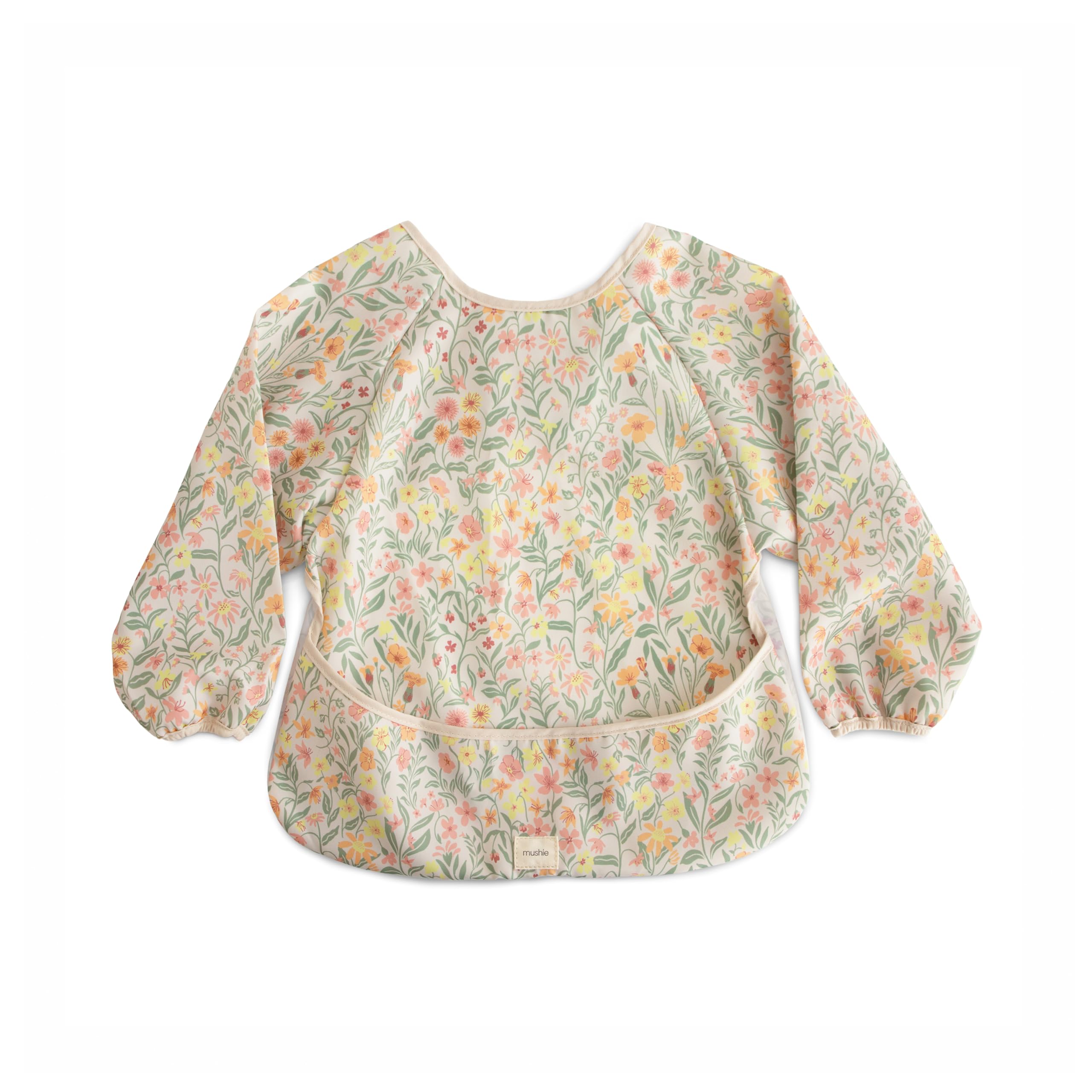 mushie Long Sleeve Baby Bib | Water Resistant Adjustable Fit | Ages 6-24 Months,