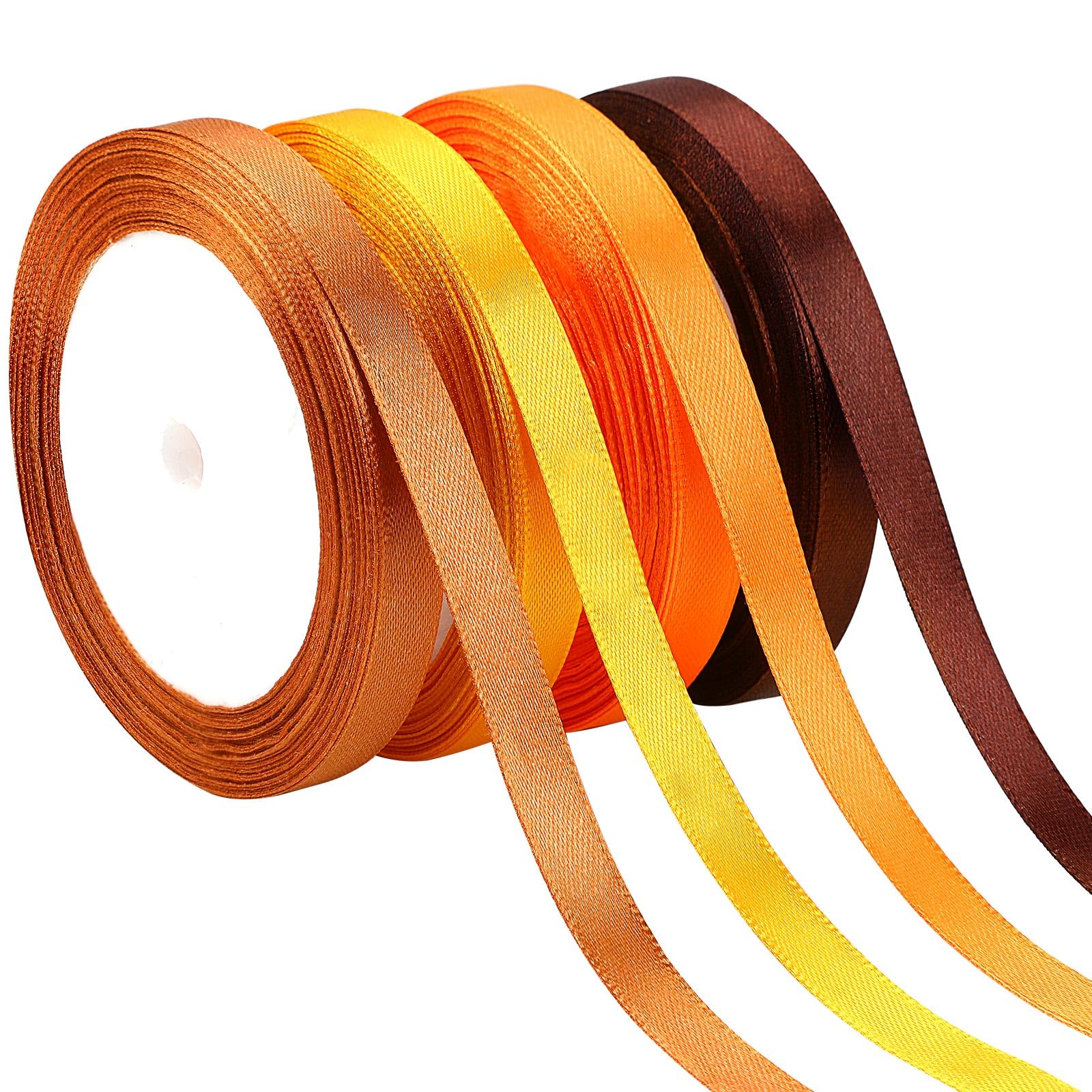 DECYOOL Fall Ribbons, 4 Rolls 100 Yards Fall Satin Ribbons 10mm Wide Autumn Than