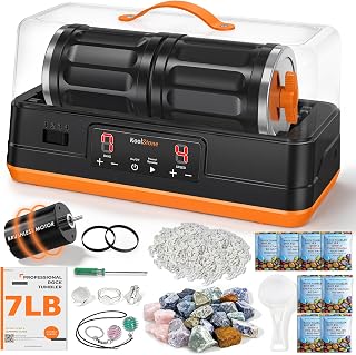 C1 Pro Ultra Quiet Rock Tumbler Kit - Dual Barrel 7LB Capacity | Brushless Rock Polisher with Noise-Reducing Cover, Ultra-Quiet for Home Use, Complete Kit & Clear Instructions, for All Age