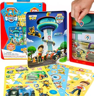 Paw Patrol Magnetic Playset, 75 Dress Up Magnets, 2-in-1 Storage Tin & Play Space, Fun Paw Patrol Toy for Kids 3 & Up, Great Travel Activity for Kids and Toddlers, Paw Patrol Activities