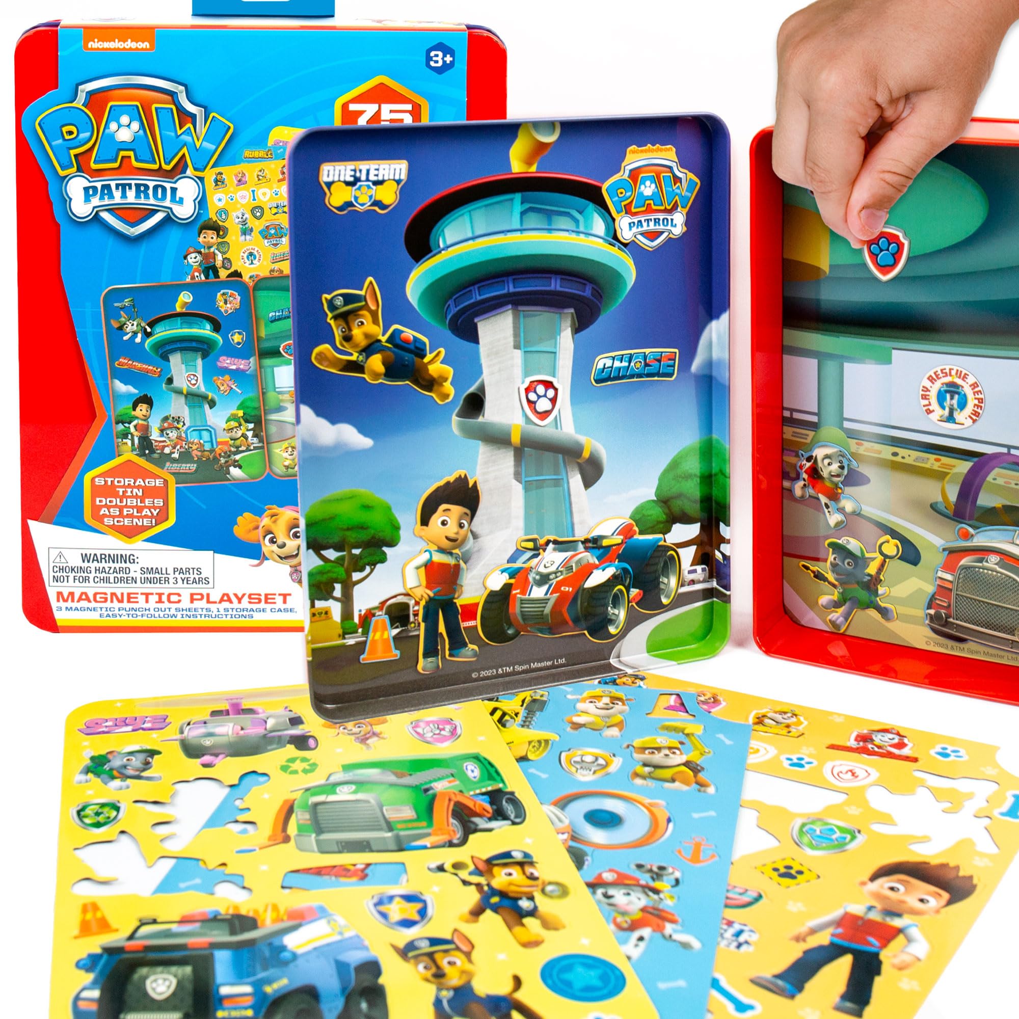 Paw Patrol Magnetic Playset, 75 Dress Up Magnets, 2-in-1 Storage Tin & Play Spac