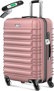 KESSER® Hard Travel Suitcase with Suitcase Scale + Luggage Tag, Luggage Cart, Luggage Suitcase with Combination Lock, 4 Wheels, ABS Hard Case, Telescopic Handle