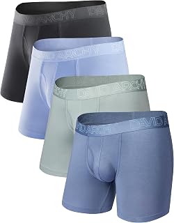 DAVID ARCHY Men's Boxer Briefs Breathable Soft Breathable Fly Closure Boxer Briefs Multipack