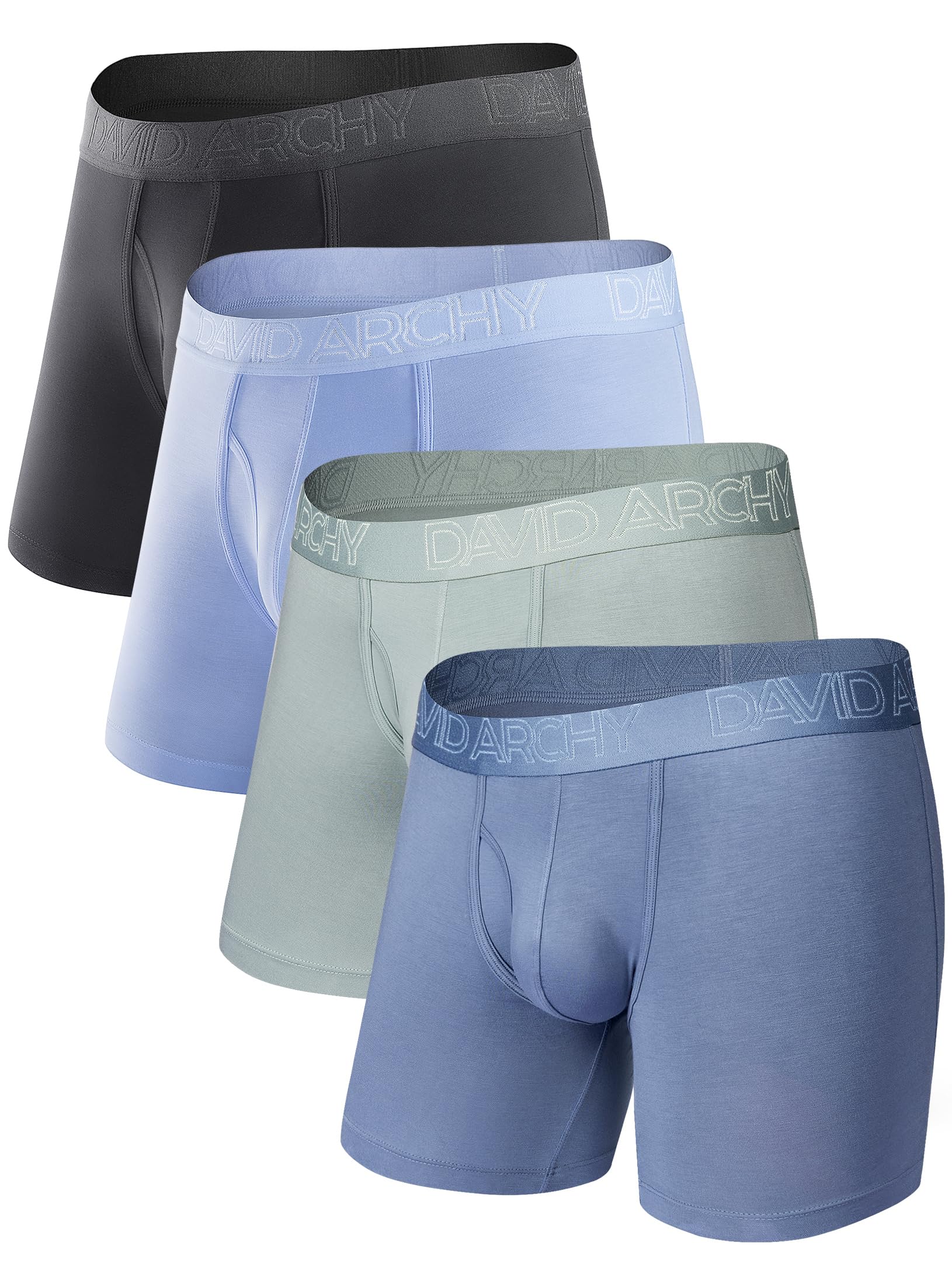 DAVID ARCHY Men's Boxer Briefs Breathable Soft Breathable Fly Closure Boxer Brie