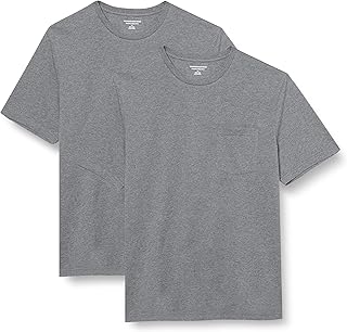 Amazon Essentials Men's Straight Fit Crew Neck Short Sleeve Pocket T-Shirt Pack of 2