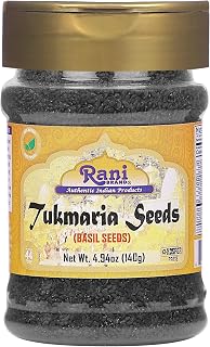 Rani Tukmaria (Natural Holy Basil Seeds) 4.94oz (140g) Used for Falooda / Sabja Dessert, Spice & Ayurveda Herbal ~ Gluten Friendly | Non-GMO | Vegan | Indian Origin