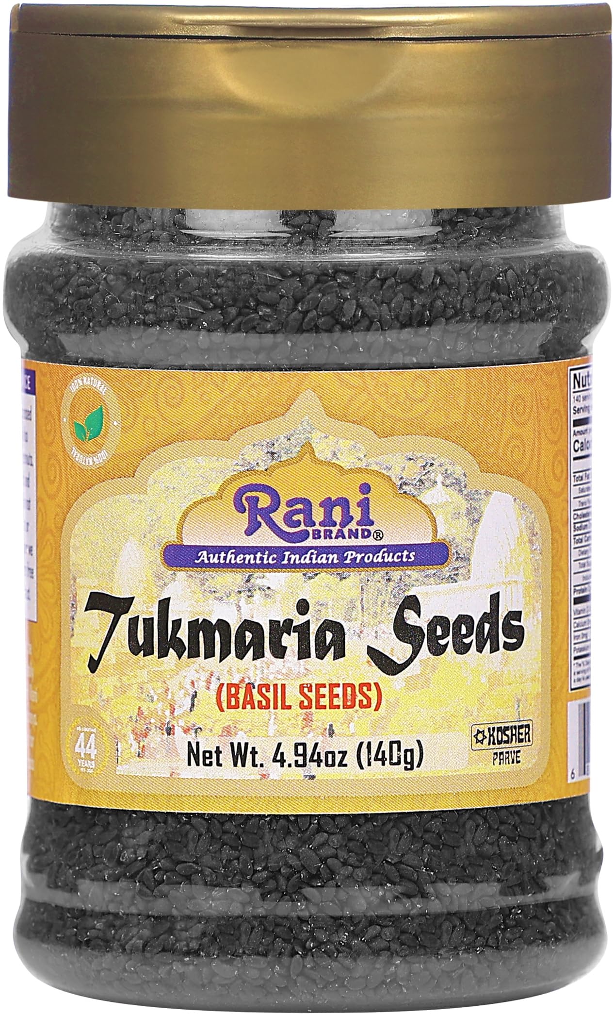 Rani Tukmaria (Natural Holy Basil Seeds) 4.94oz (140g) Used for Falooda / Sabja 
