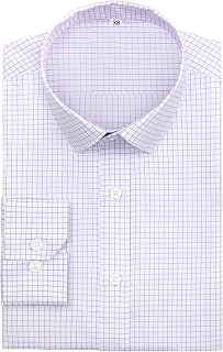 Mens Grade 4 Wrinkle-Resistant Plaid Button-Down Cotton Long Sleeve Regular Fit Gingham Dress Shirts