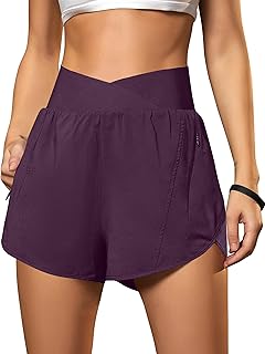Blooming Jelly Women's Athletic Running Shorts Crossover Gym Workout Shorts
