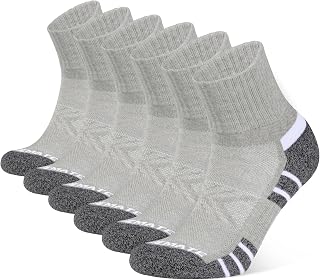 Closemate Men's Quarter Trainer Socks with Terry Cloth Sole, 6 Pairs