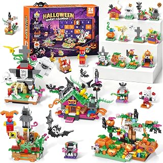 Halloween Advent Calendar for Kids 6+, Building Blocks Countdown Toy Gift