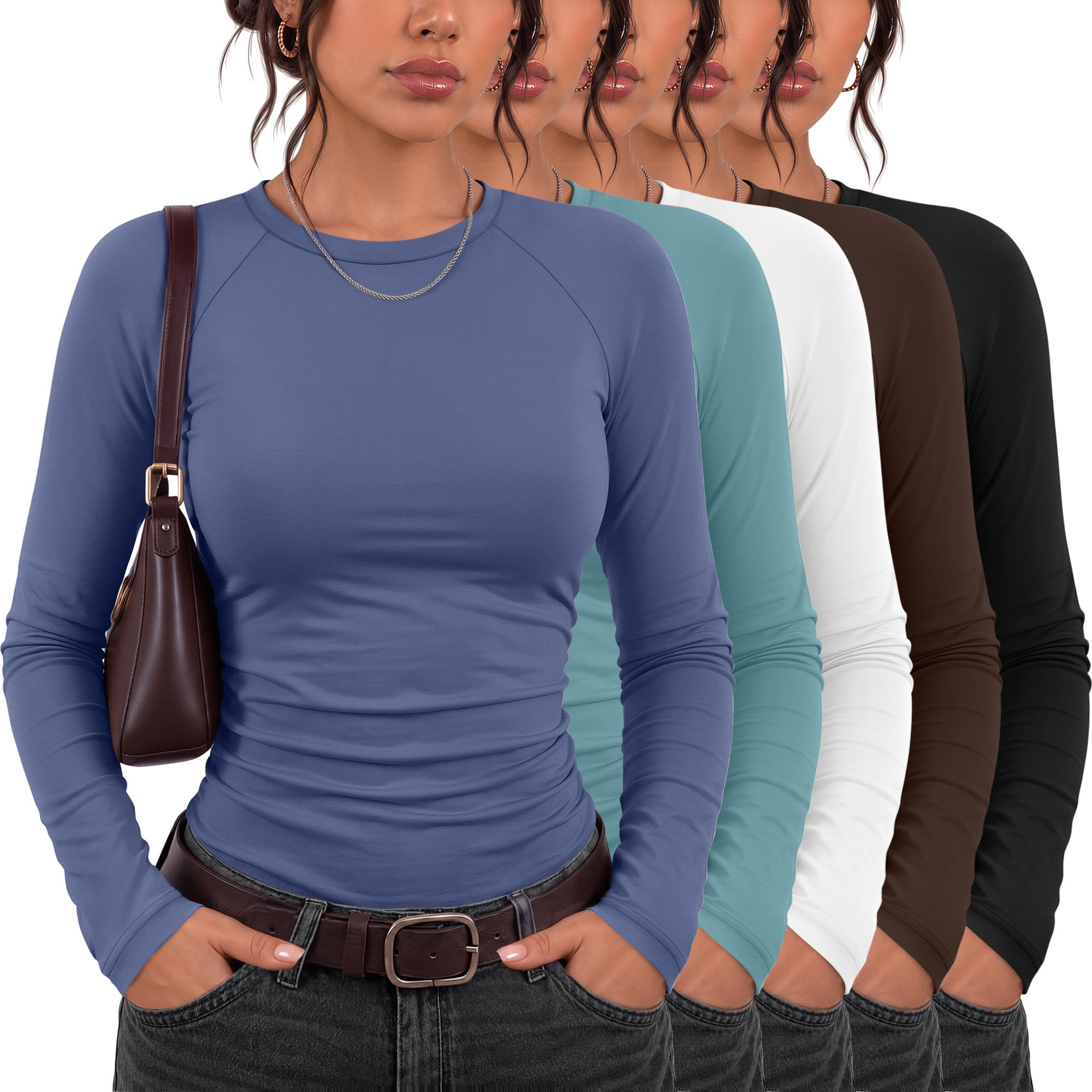 Oakgarden 5 Pack Women's Long Sleeve Shirts