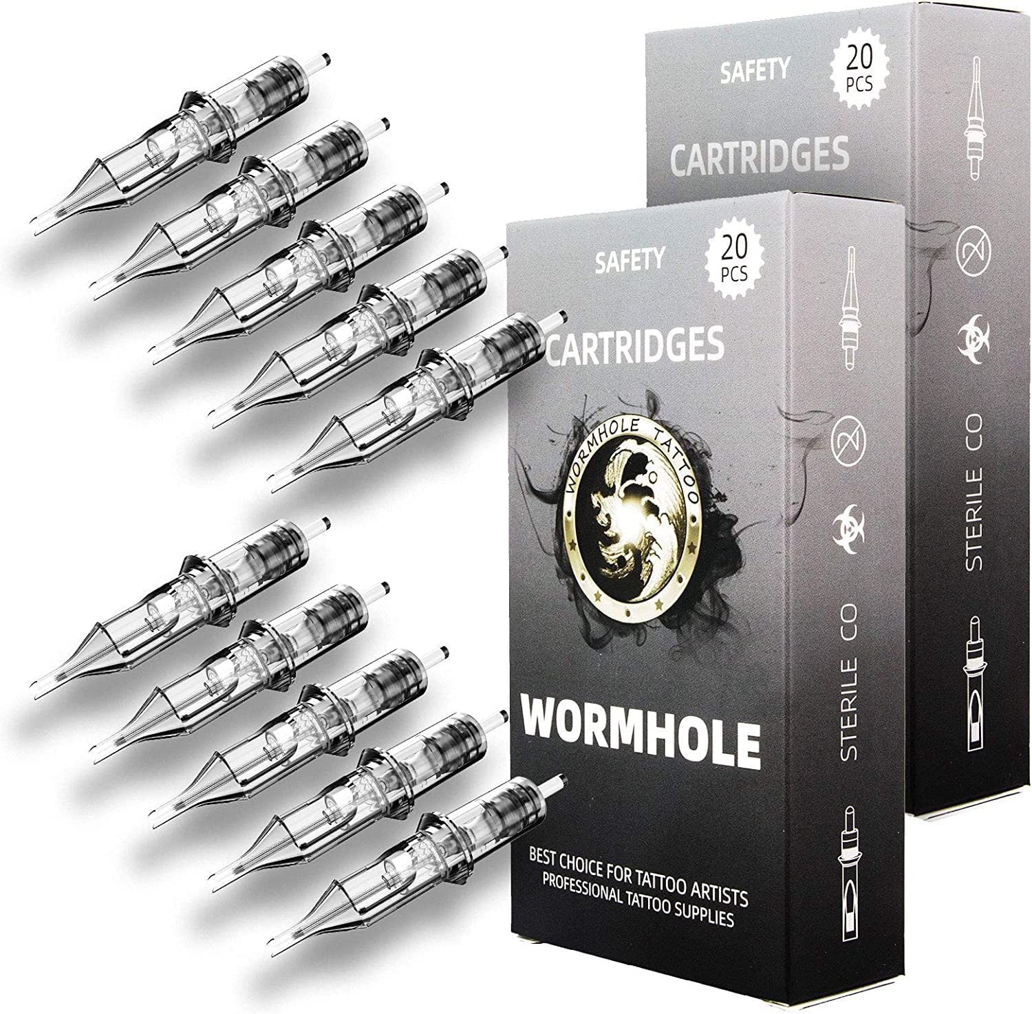 Wormhole Tattoo Cartridge Needles 50pcs Assorted Tattoo Needle Cartridges Round 