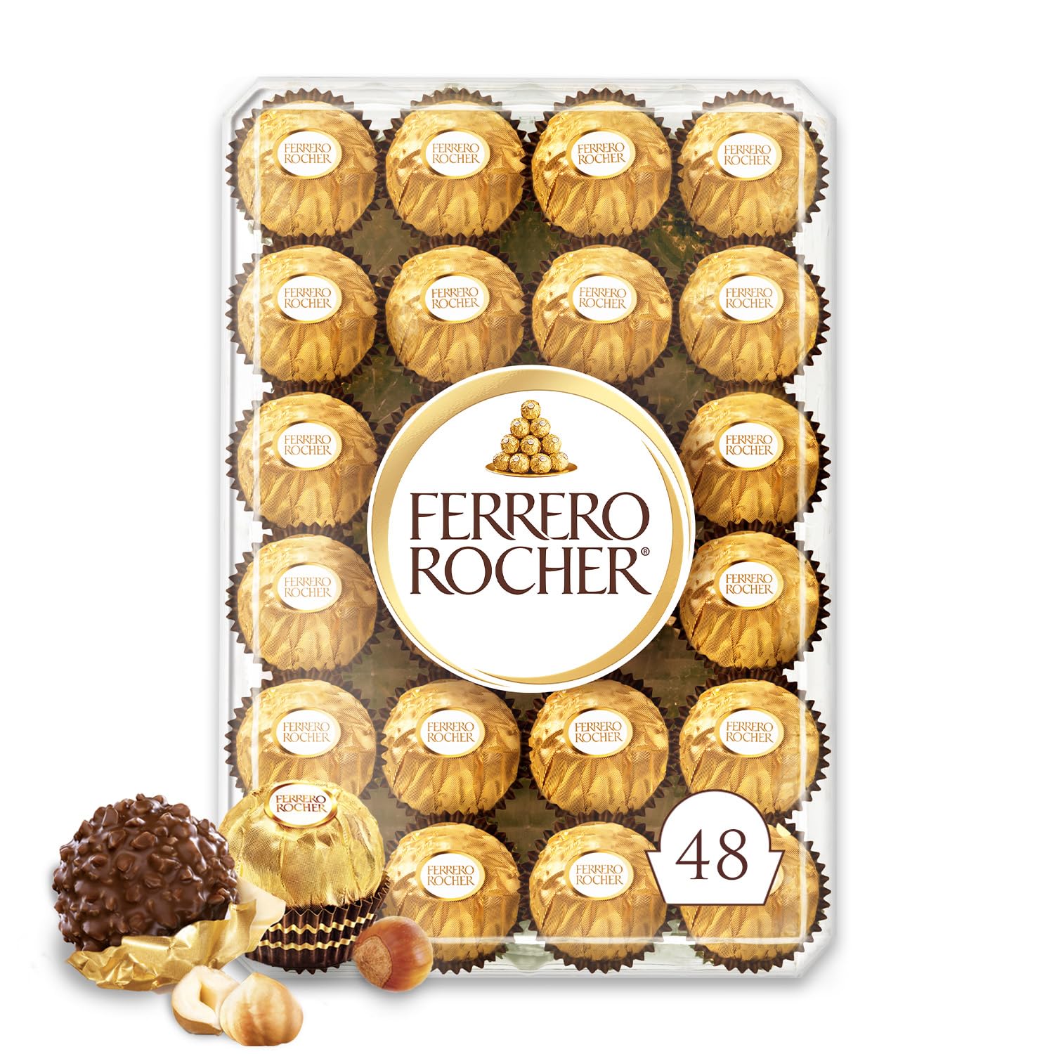 FERRERO ROCHER Fine Hazelnut Milk Chocolates - 48-Piece Gift Box - 600 g | 48 In