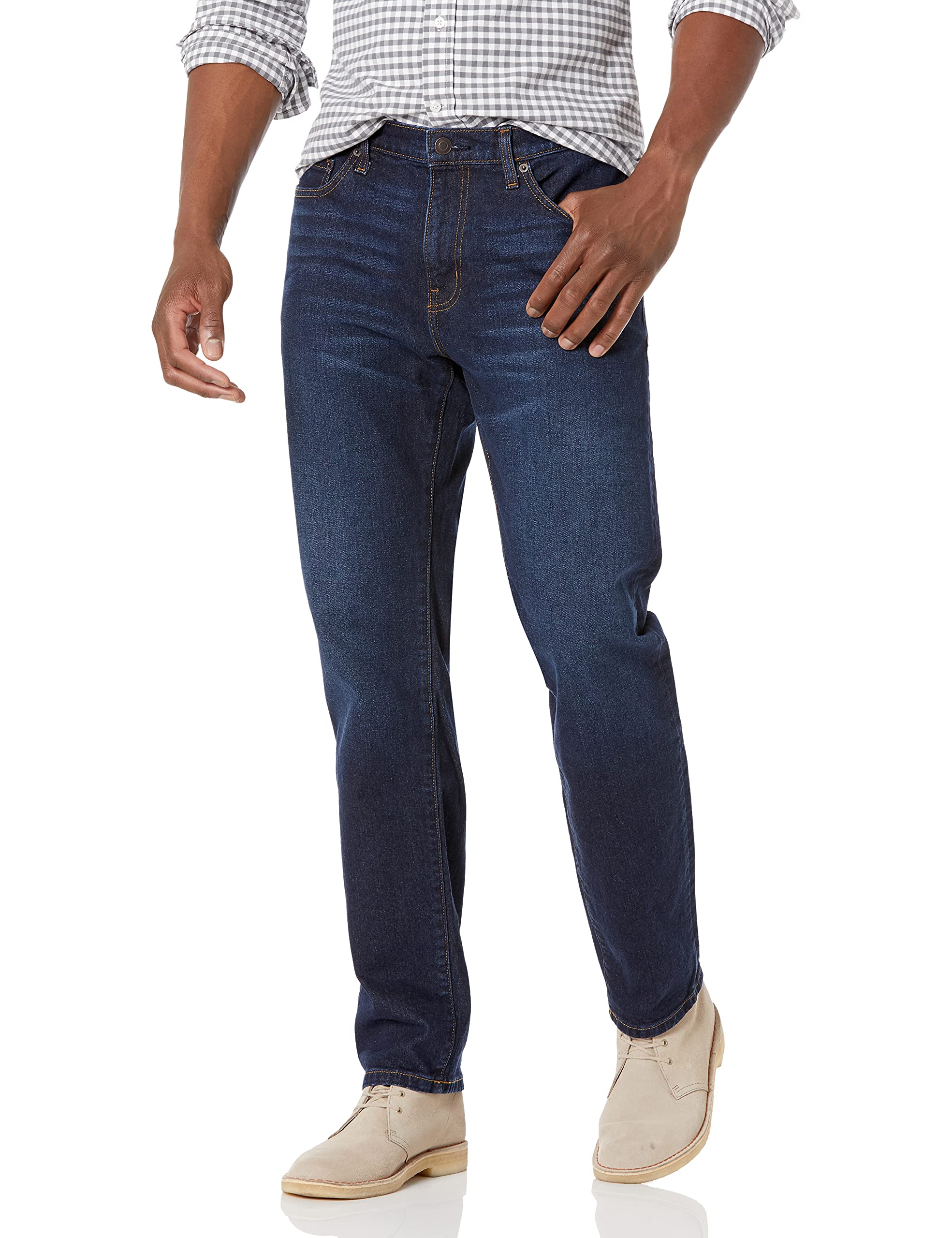 Amazon Essentials Pantalón Vaquero Elástico de Ajuste Recto - colores interrumpi