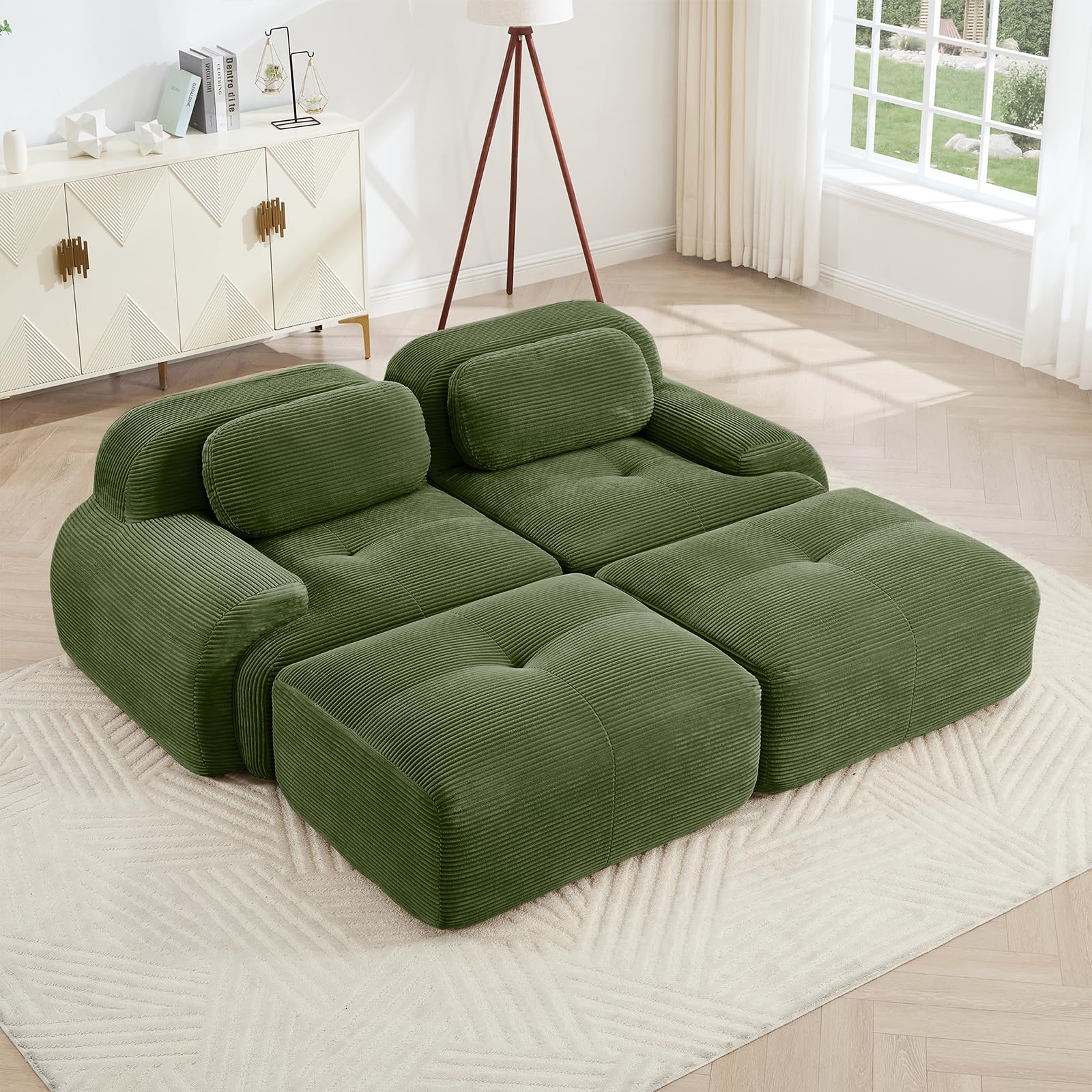 Corduroy Modular Sectional Sofa, Oversized Cloud Couches for Living Room