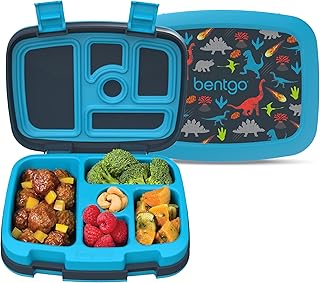 Bentgo Kids Prints Leak-Proof 5-Compartment Bento-Style Kids Lunch Box | Ideal Portion Sizes for Ages 3-7, Durable, Drop-Proof, Dishwasher Safe, PFAS & BPA-Free Materials (Dinosaur)
