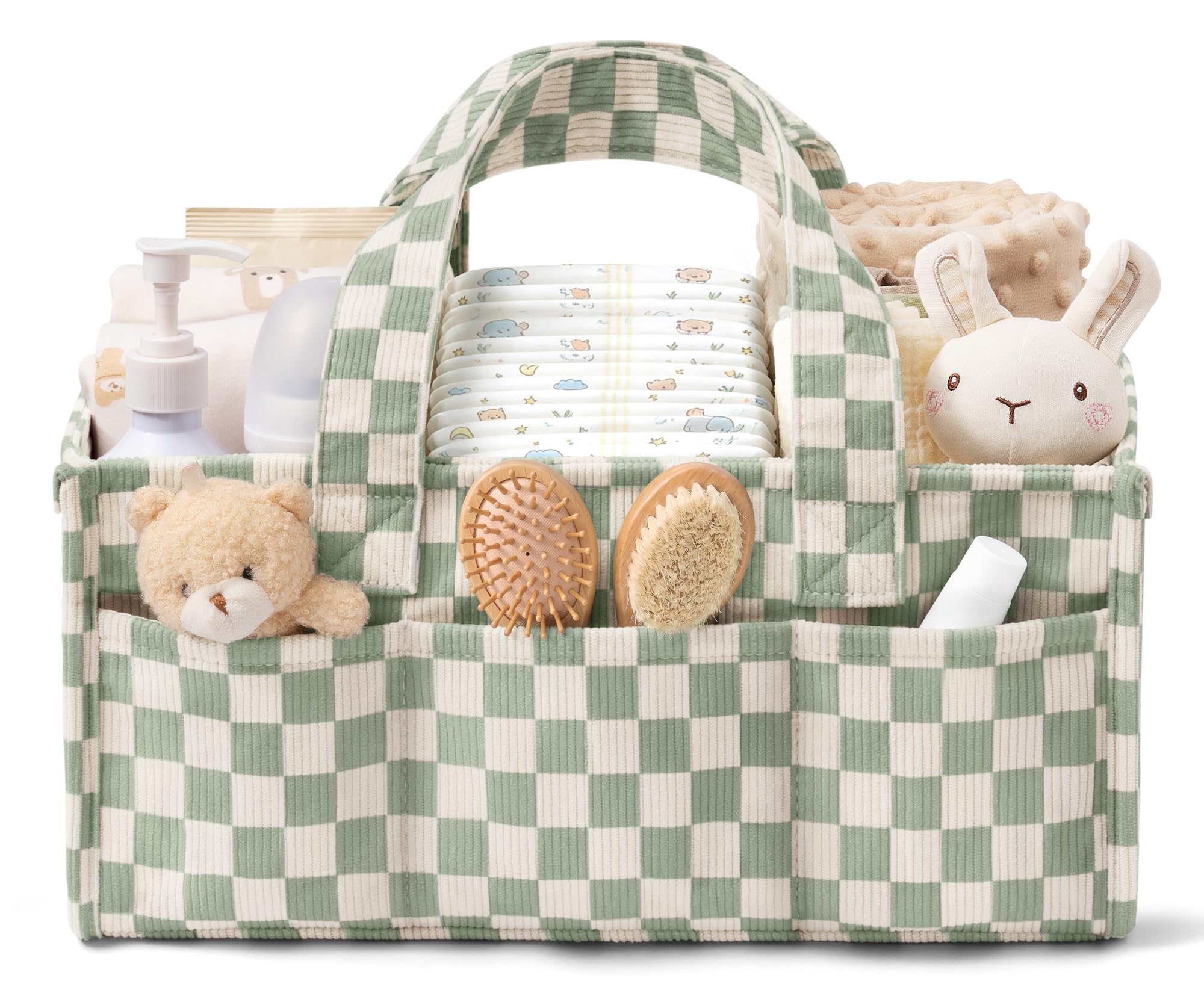 Corduroy Baby Diaper Caddy Organizer with Handles, Nursery Storage Basket | Port