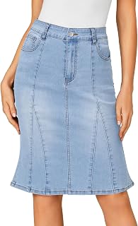 LYANER Women's High Waisted Denim Skirt